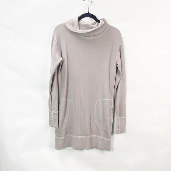 Athleta XS Womens Silver Bells Eco Wash Turtleneck Sweatshirt Dress - Picture 1 of 8